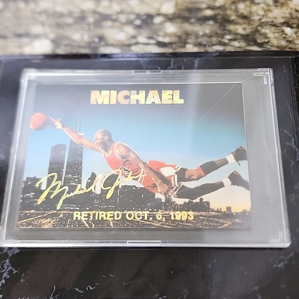 Michael Jordan 1993 Retirement Card #71 On a Plaque.